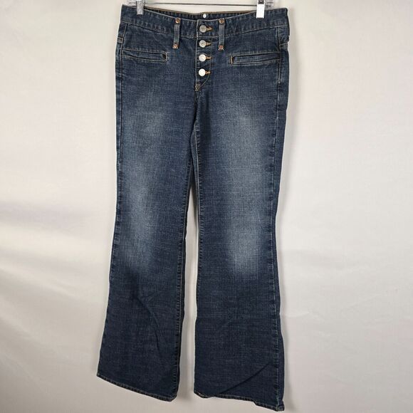 Levi's Jeans Junior's 7 Blue Super Low Button Fly Flare Medium Wash - Picture 16 of 16